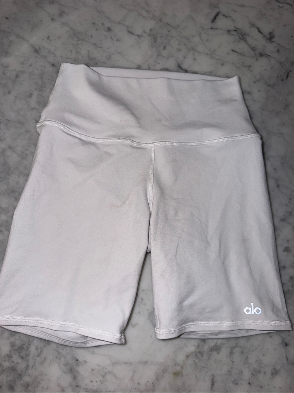 ALO Yoga White High-Rise Bike Shorts